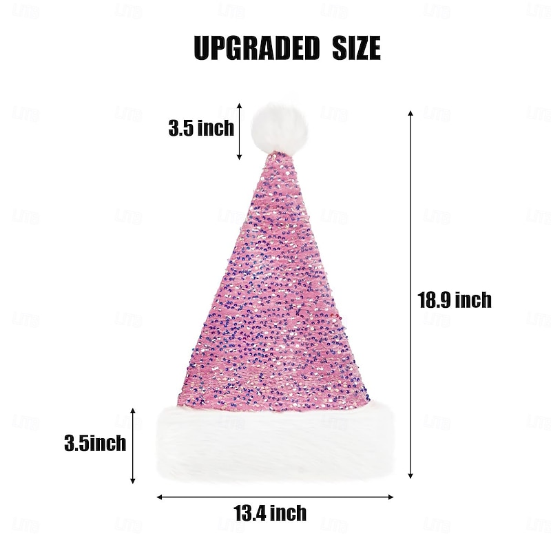 Pink Santa Hat Christmas Hat with Sequin Women's Santa Claus Mrs.Claus Christmas Costume Christmas Eve Novelty Funny Hat Gift Idea3