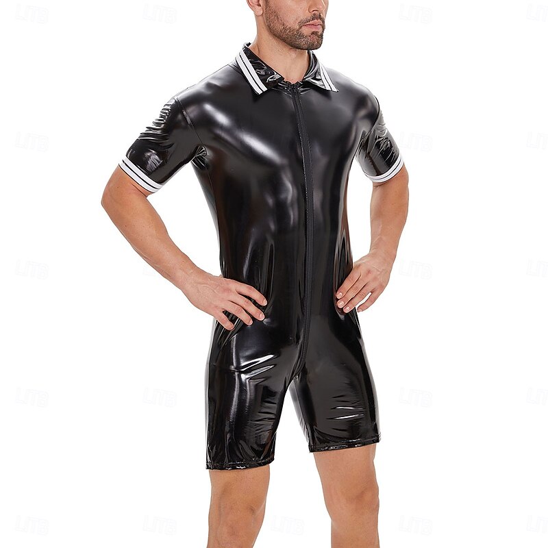 Zentai Suits Bodysuit Onesie Costume Carnival Costume Men's Shiny Metallic Spandex Costume for Performance Club Pole Dance Halloween Carnival Adults'3