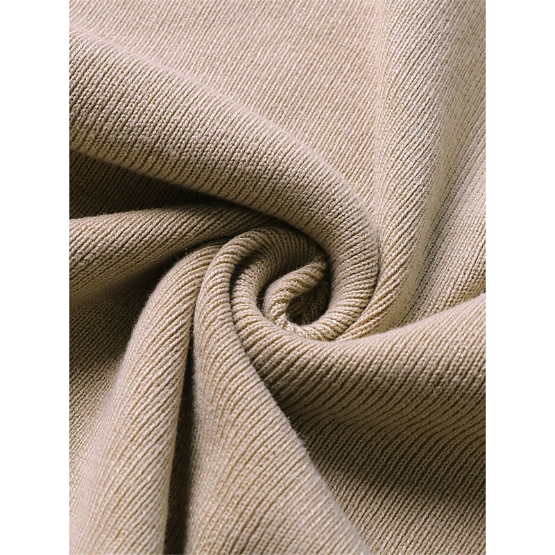 Women's Sweater Sweater Dress Casual Soft Pure Color Ribbed V Neck Lace up Split Knitted Long Sleeve Long Tops Knit Outdoor Daily Weekend Pink Khaki Fall Winter4