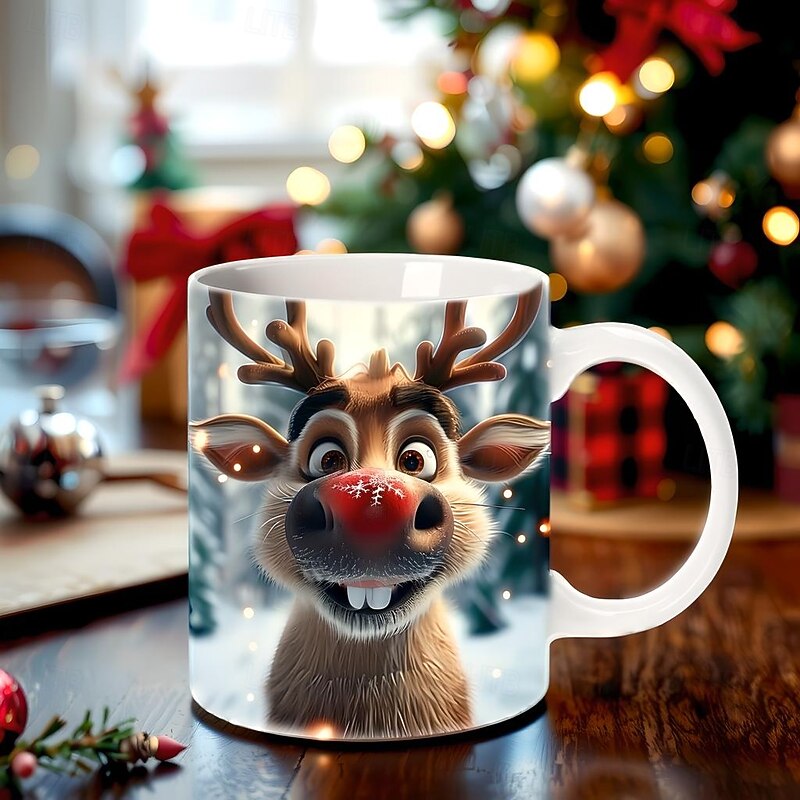 Christmas Gift Mug 3D Milu Deer Coffee Mugs Animal Gift Cup Travel Mug Funny Drinking Cup Desk Decor11.2oz Ceramic Mug Tea Mug Birthday Xmas Gifts for Animal Lovniner3