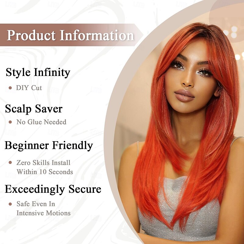 Wigs for Women Long Straight Layered Hair Wig with Bangs Heat Resistant Synthetic Cosplay Party Wig2