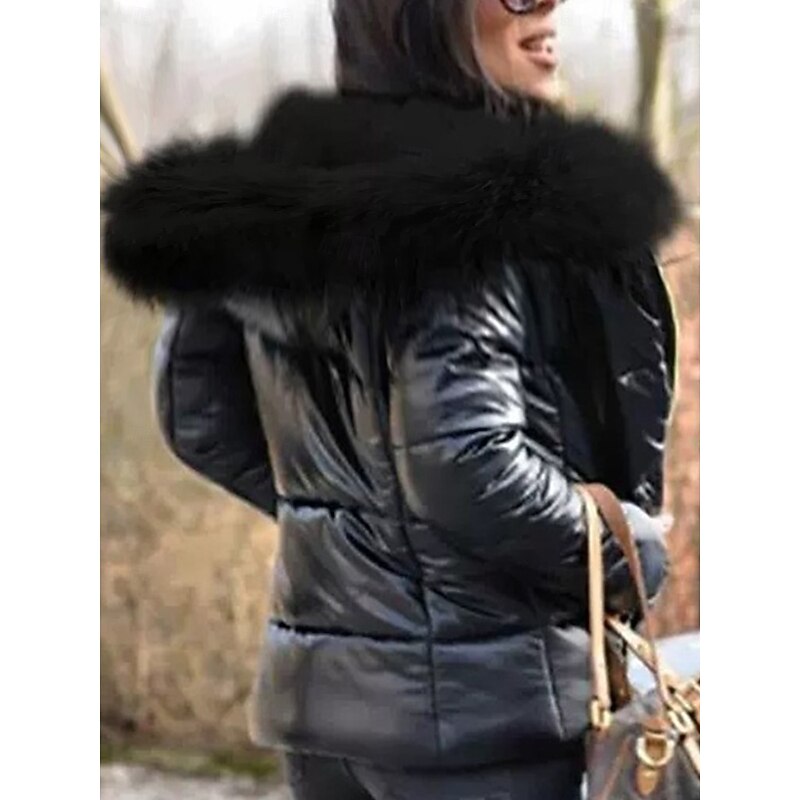 Women's Puffer Jacket Work Sports & Outdoor Daily Fall Winter Regular Coat Fashion Streetwear Jacket Long Sleeve Patchwork Black3