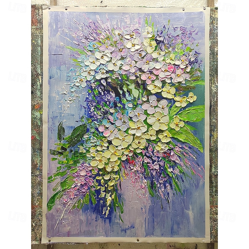 Mintura Handmade Abstract Texture Flowers Oil Paintings On Canvas Modern Wall Art Room Decoration Picture For Home Decor Rolled Frameless Unstretched Painting3