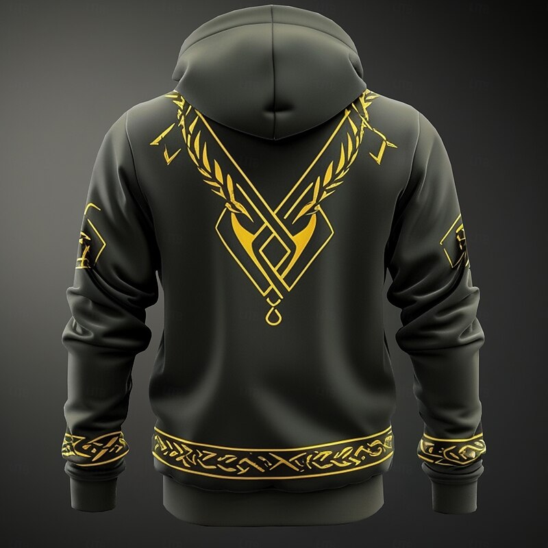Men's Viking Hoodies Sweatshirt Fashion Cool Long Sleeve Crew Neck Party Holiday Streetwear Black Drawstring Fall Winter Designer2