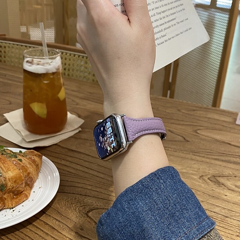 Leather Band Compatible with Apple Watch band 38mm 40mm 41mm 42mm 44mm 45mm 49mm Adjustable Genuine Leather Strap Replacement Wristband for iwatch Ultra 2 Series 9 8 7 SE 6 5 4 3 2 12