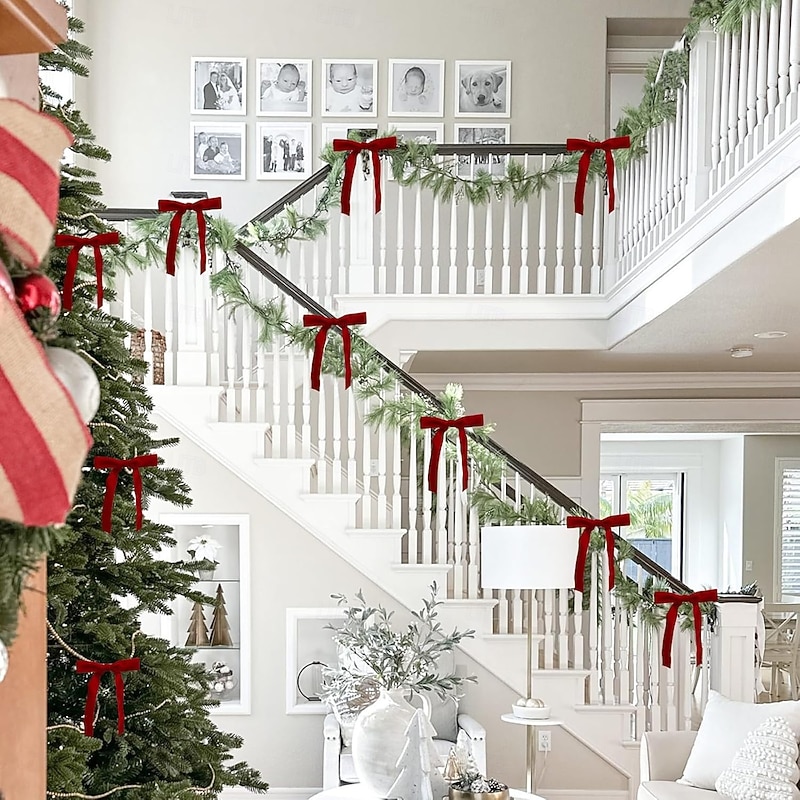 12pcs Red Velvet Christmas Bows for Tree, Wreath, Garland Decorations Vintage Velvet Bows with Gold Twist Ties for Holiday Crafts, Gift Wrapping4