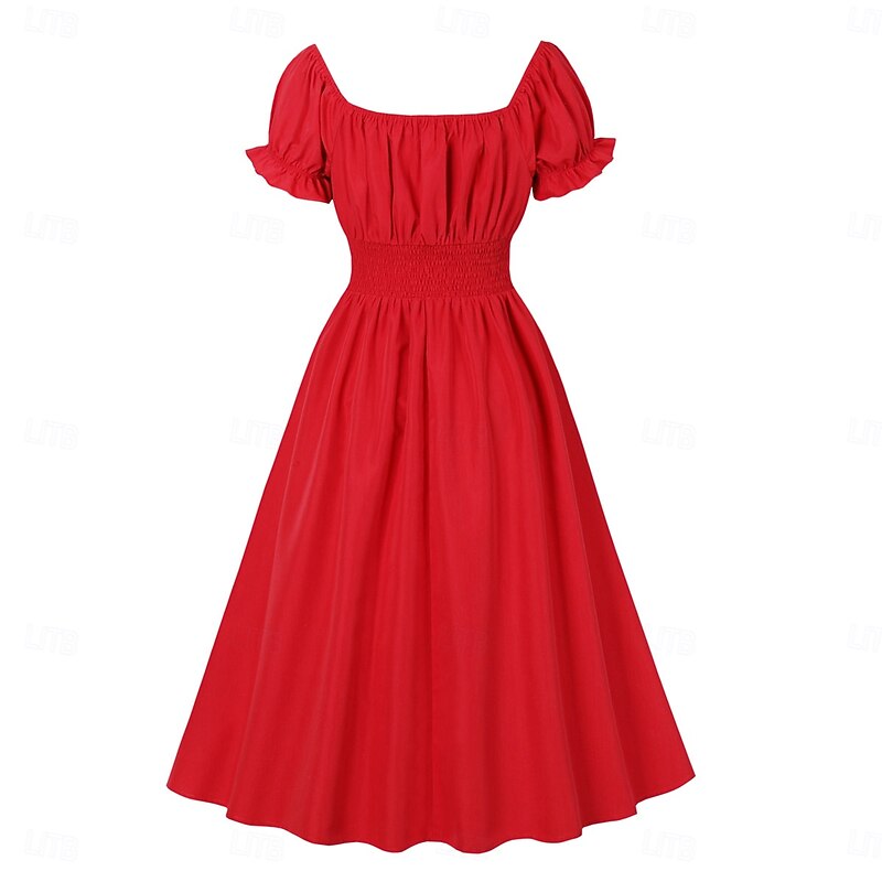Retro Vintage 1950s Vintage Dress Dress Solid Color A-Line Fancy Dress Women's Carnival New Year Masquerade Casual Daily Bachelorette Party Adults' Dress2