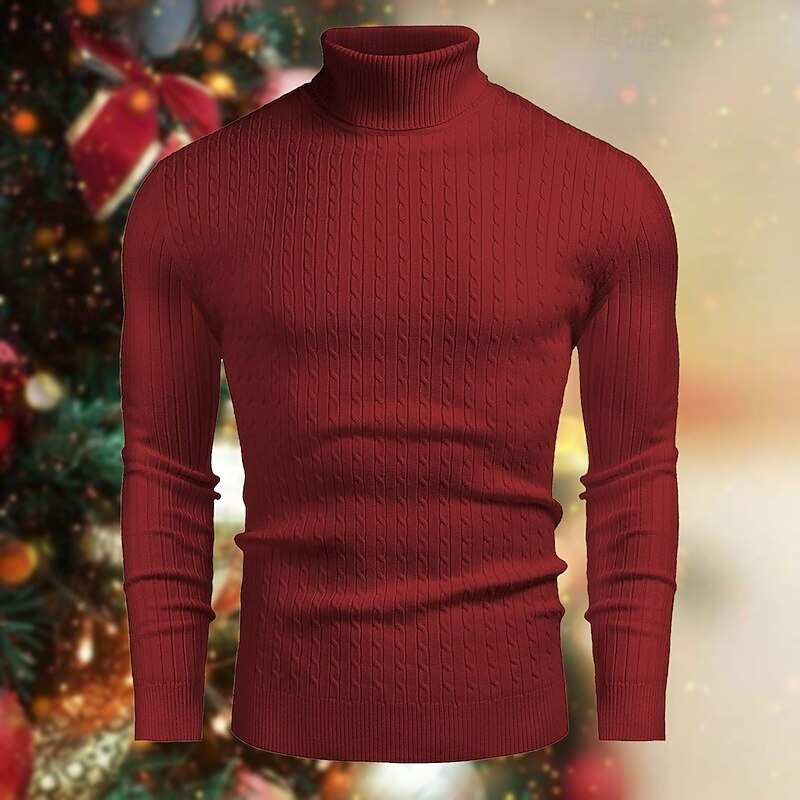 Men's Turtleneck Sweater Sweater Pullover Sweater Jumper Mens Turtle Neck Jumper Cable Knit Tunic Knitted Solid Color Turtleneck Keep Warm Work Daily Wear Clothing Apparel Fall Winter Black White M L2