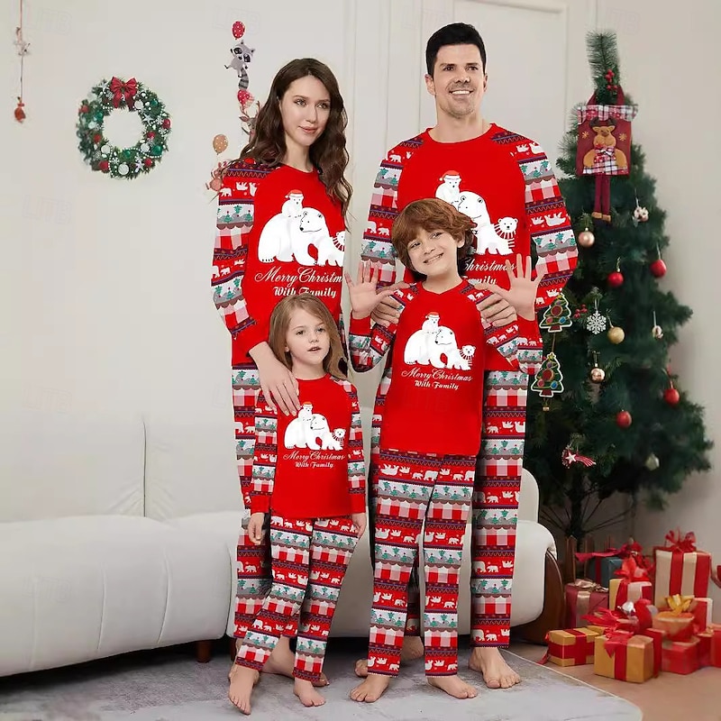 Santa Claus Family Christmas Pajamas Nightwear Men's Women's Boys' Girls' Family Matching Outfits Sweet Graphic Pattern Adults Kid's Christmas New Year Christmas Eve Christmas Vacation Home Wear Top