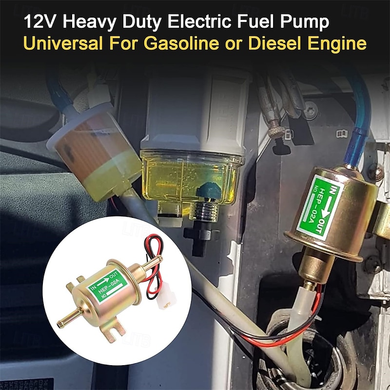 Universal Electric Fuel Pump Kit 12V/24V 3-6 PSI Low Pressure with Fuel Filter 6.56 FT 5/16