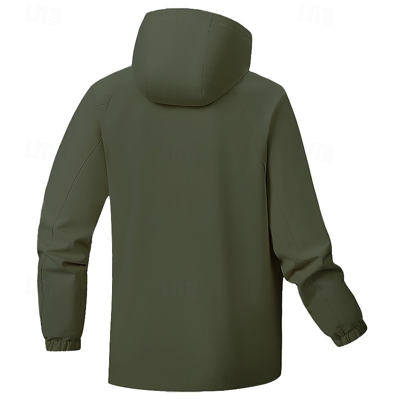 Men's Outdoor Jacket Zipper Pocket Multiple Pockets Spring Fall Winter Solid Color Sports Neutral Hooded Black White Army Green Rose Red Jacket3