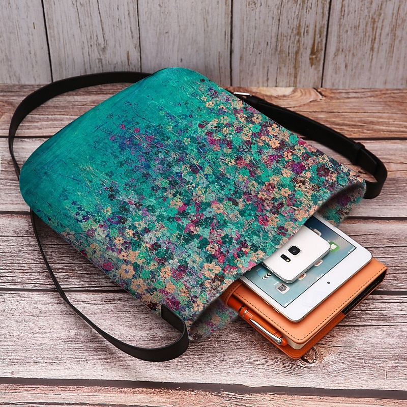 Women's Artistic Floral Print Crossbody Bag - Vibrant Vintage-Style Design with Adjustable Strap, Perfect for Everyday and Casual Outings4