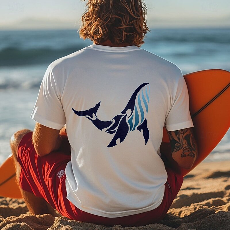 Men's Tropical Fish T Shirt Short Sleeve T shirt 3D Print Crew Neck Shirt Vacation Fashion Athleisure Street Sports Outdoor Daily Light Blue Black White Summer Spring Clothing Apparel S M L XL XXL