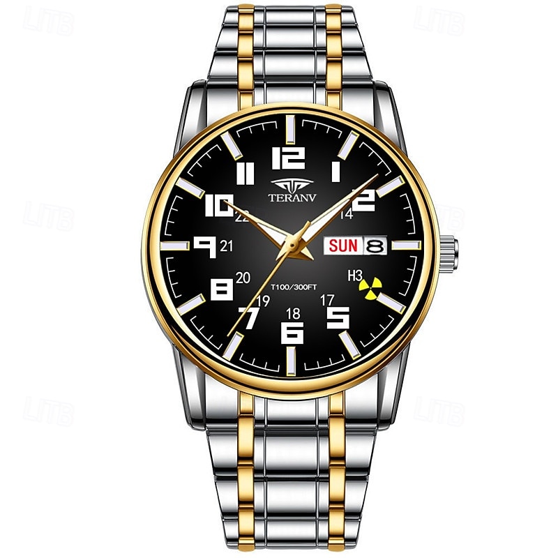 1pcs New Stainless Steel With Digital Men'S Watch Calendar Week Display Fashion Trend Life Travel Luminescent Leisure Sports Business Watch Birthday Gift Holiday Gift Ideal For Gifts2