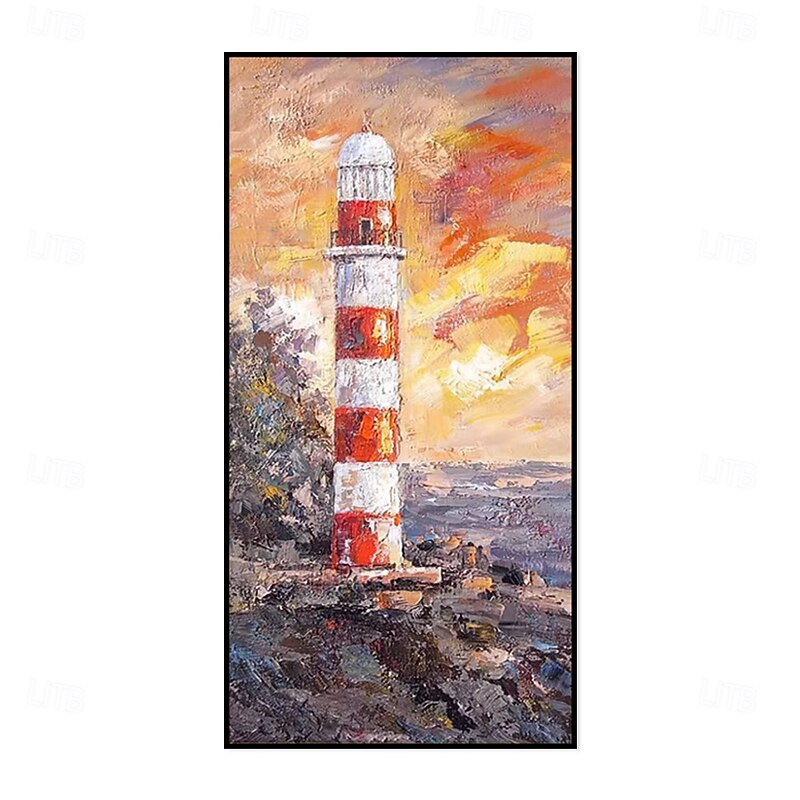 Handmade Oil Painting Canvas Wall Art Decoration Modern Landscape Lighthouse for Home Decor Rolled Frameless Unstretched Painting2