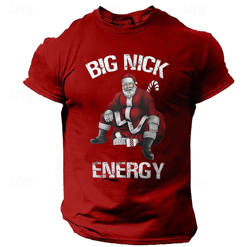 Christmas Men's Santa Claus T Shirt 100% Cotton Short Sleeve Graphic Shirt Black Red Army Green Comfortable Tee Vacation Street Fashion Designer Clothing2