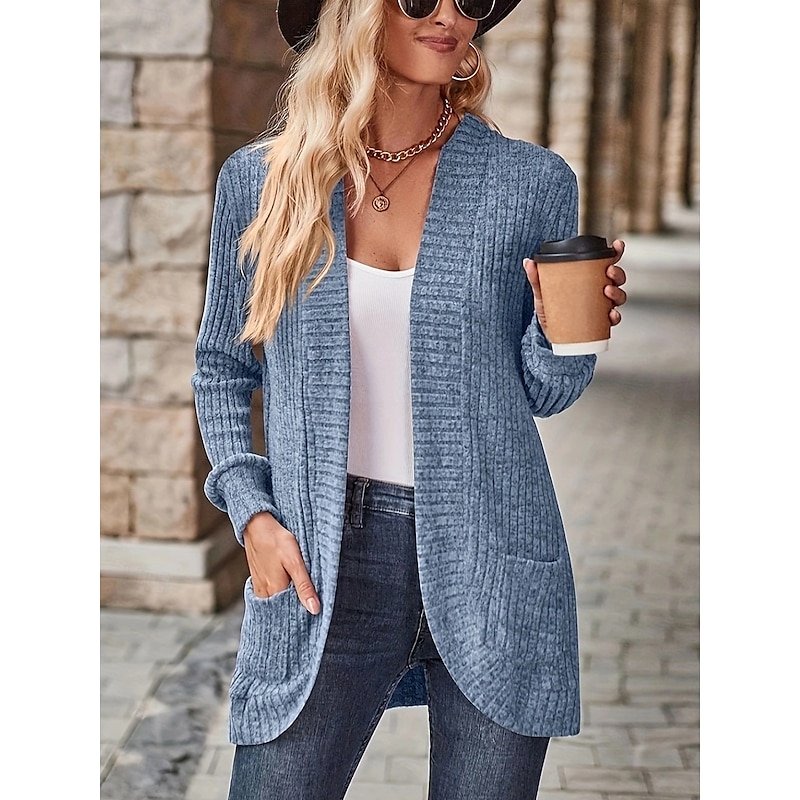 Women's Dressy Dusters Dressy Jackets Casual Jacket Outdoor Dailywear Fall Winter Regular Coat Regular Fit Windproof Warm Comfortable Breathable Fashion Jacket Long Sleeve Solid Color Pocket Knitting2