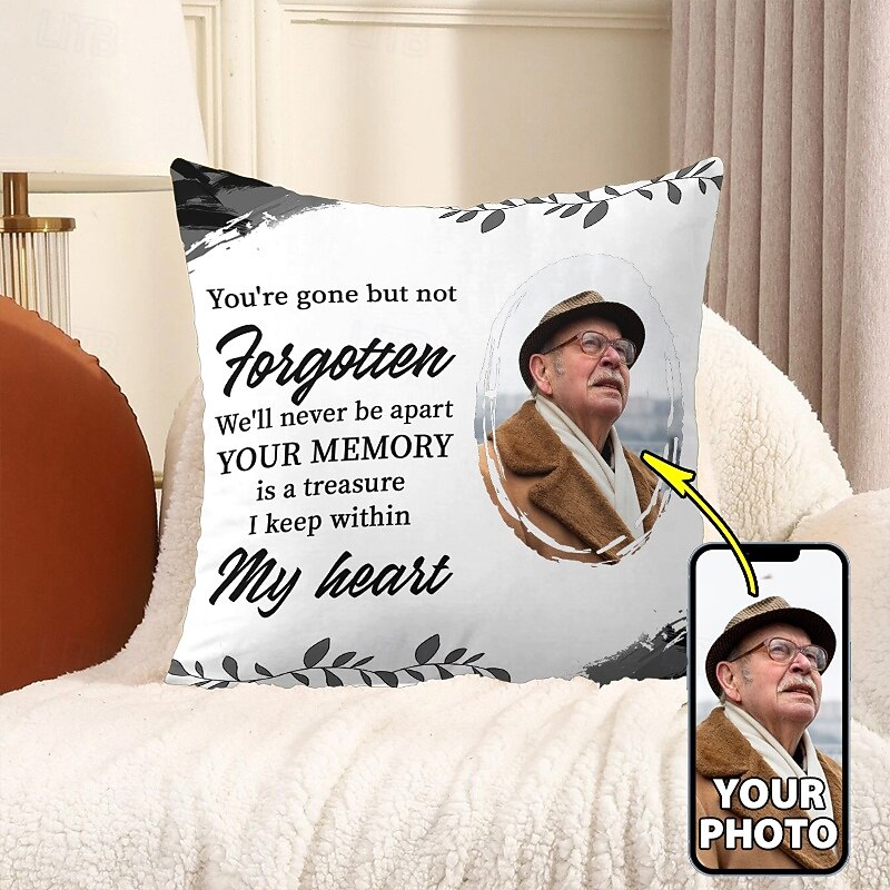 Custom Memorial Pillow Cover Photo Cushion Cover Throw Pillow Sympathy Gift Personalized Memorial Gifts You're Gone but not forgotten