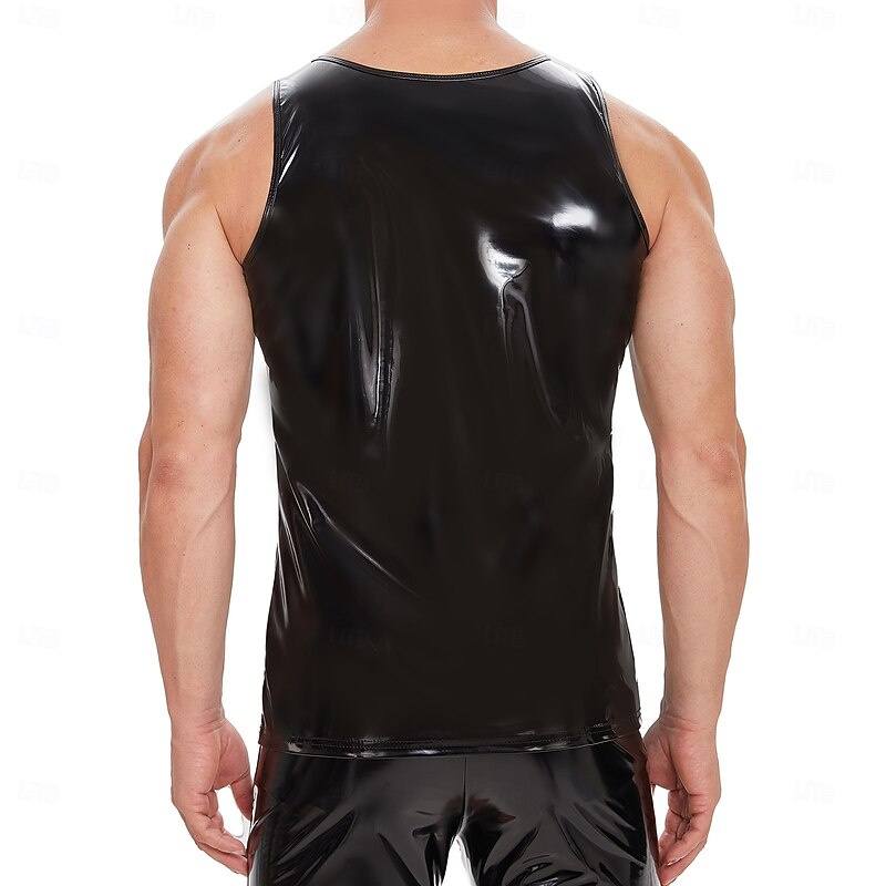T-shirt Skin Suit Tank Top Carnival Costume Men's Shiny Metallic Costume for Performance Club Pole Dance Halloween Carnival Adults'3