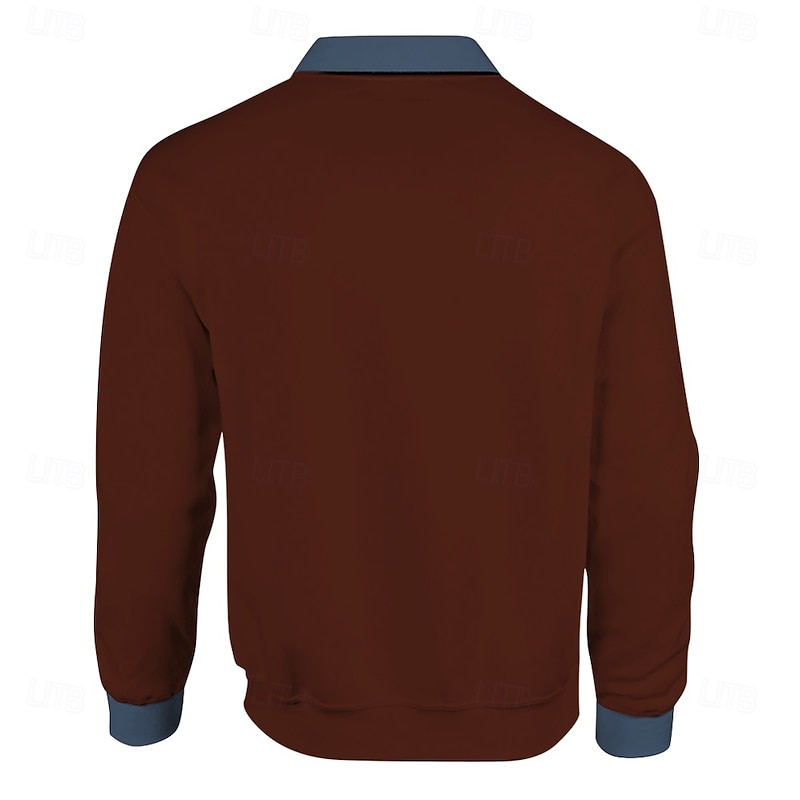 Men's Floral Polo Shirts Golf Shirt Long Sleeve Polo Shirts Collared Shirts Vintage Casual Festival Wear Party Outfits 3D Print Buttons Spring Fall Winter Maroon2