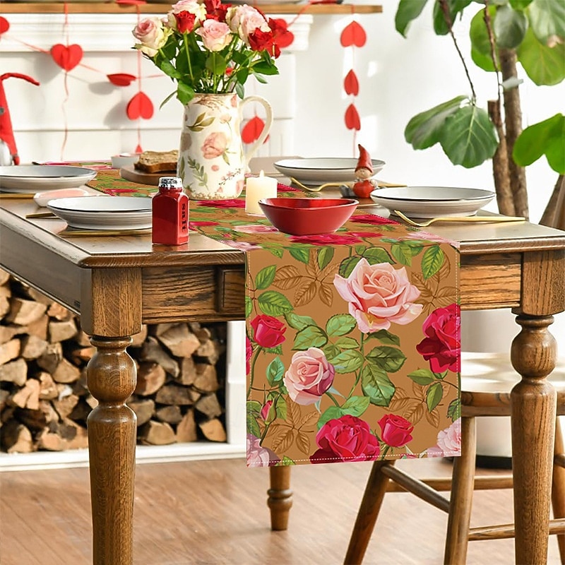 Valentine's Day Table Runner Romantic and Festive Table Decor Adds a Touch of Love to Your Dining Table Perfect for Valentine's Day Dinners and Celebrations3
