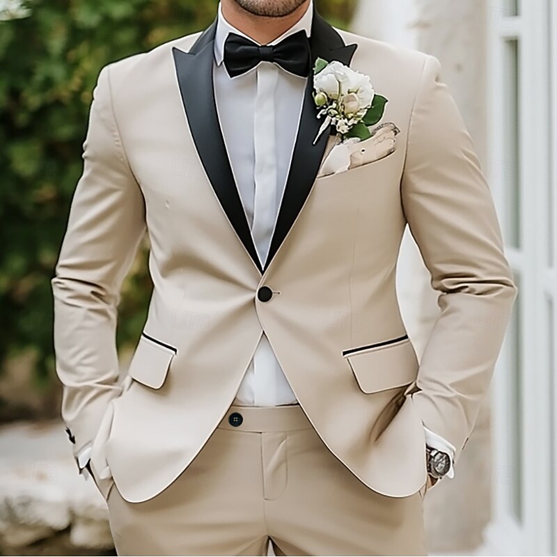 Men's Wedding Party Suits Pink Sky Blue Fashion Solid Colored Standard Fit 2 Piece Single Breasted One-button2