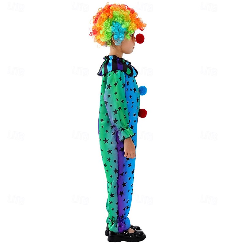 Joker Clown Halloween Outfits Cosplay Wigs Costume Circus Carnival Costume Cosplay Kid's Boys' Girls' Halloween Carnival Mardi Gras Performance Party Easy Halloween Costumes Dress Up4