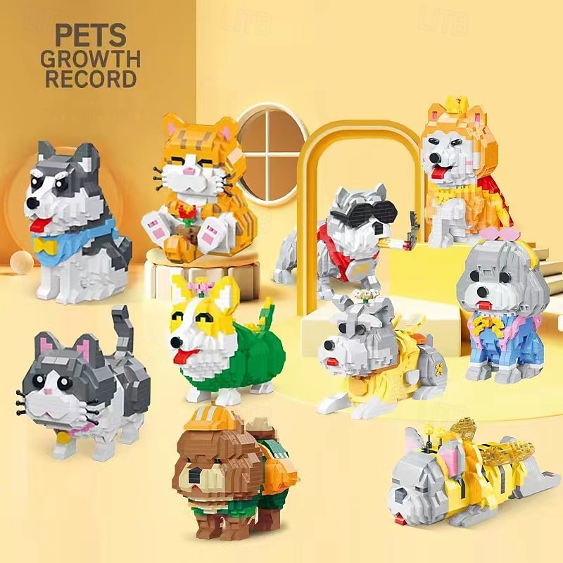 Micro Mini Blocks Dog Series Pets Dog Animal Model Set-Building and Pet Toys Gifts for Kid and Adult
