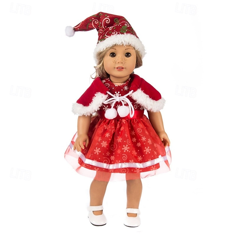 18 Inch Girl Doll Christmas Clothes and Accessories Set Including Christmas Clothes and Dress Gift for Kids(WITHOUT DOLL)4