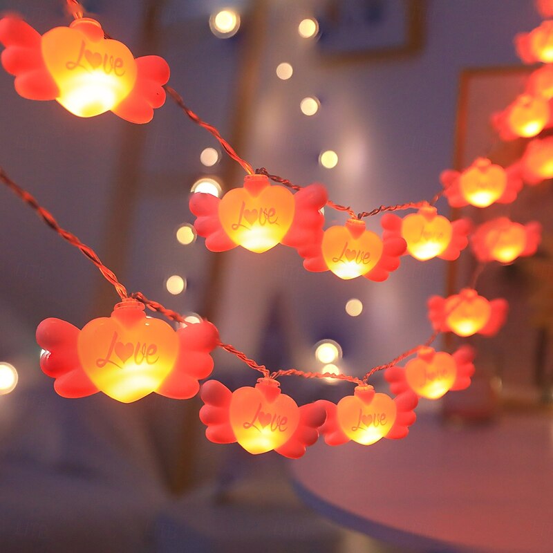 Heart Shape LED String Lights Christmas Garland Lights 1.5m 10LEDs 3m 20LEDs Battery Operated Valentine's Day Wedding Party Home Bedroom Christmas Decoration2