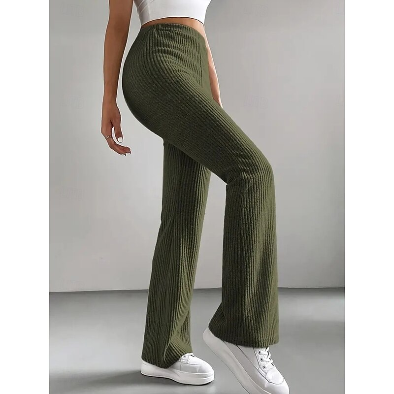 Streetwear Simple Full Length High Waist Solid Color Classic Stylish Comfy Breathability Outdoor Micro-elastic Outdoor Casual Black Green Coffee Spring &  Fall Regular Fit4