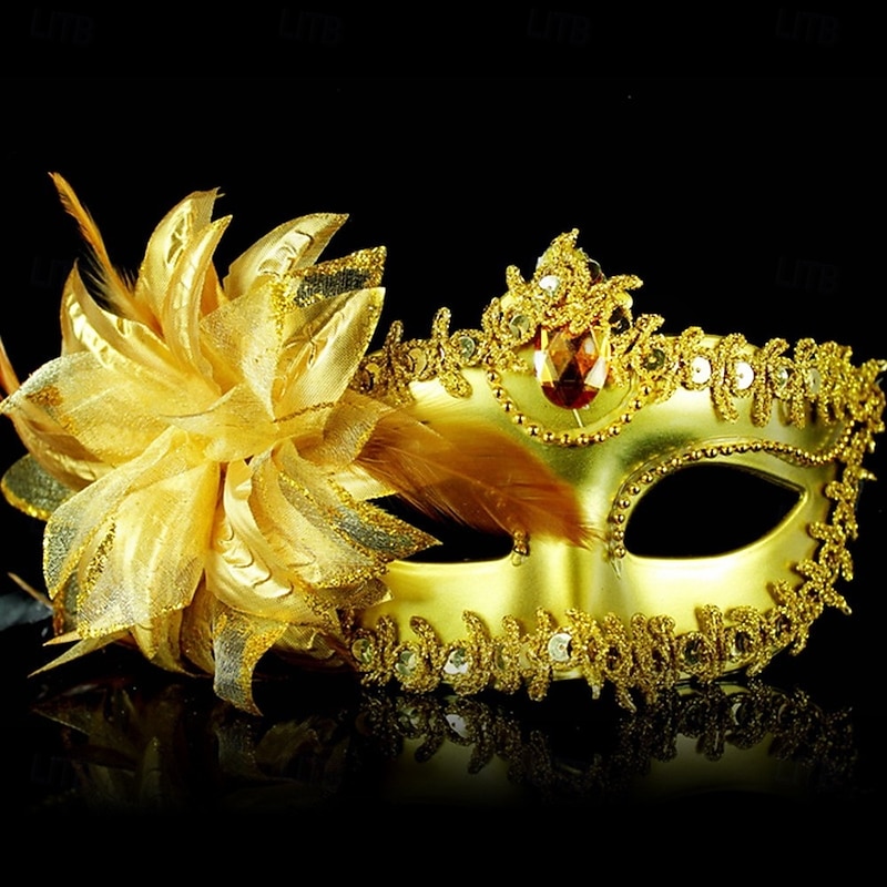 Arlecchina Halloween Venetian Mask Columbina Carnival Mask Flower Style Half Face Adults' Women's Halloween Carnival Mardi Gras Party Masquerade Carnival of Venice Easy Halloween Costumes Dress Up3