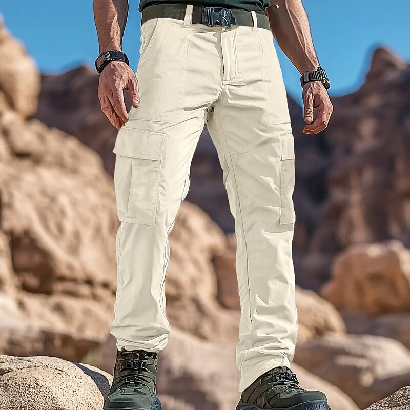 Men's Cargo Pants Cargo Trousers Trousers Hiking Pants Multi Pocket Straight Leg Plain Breathable Moisture Wicking Full Length Outdoor Daily Camping & Hiking Fashion Streetwear Black Green3
