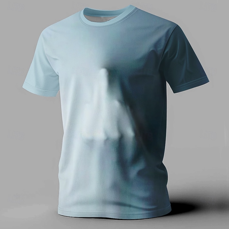 Men's Gesture 3D Puffy T Shirt Short Sleeve T shirt 3D Print Crew Neck Shirt Fashion Athleisure Street Sports Outdoor Daily Blue Brown Black Gray Summer Spring Clothing Apparel S M L XL XXL XXXL