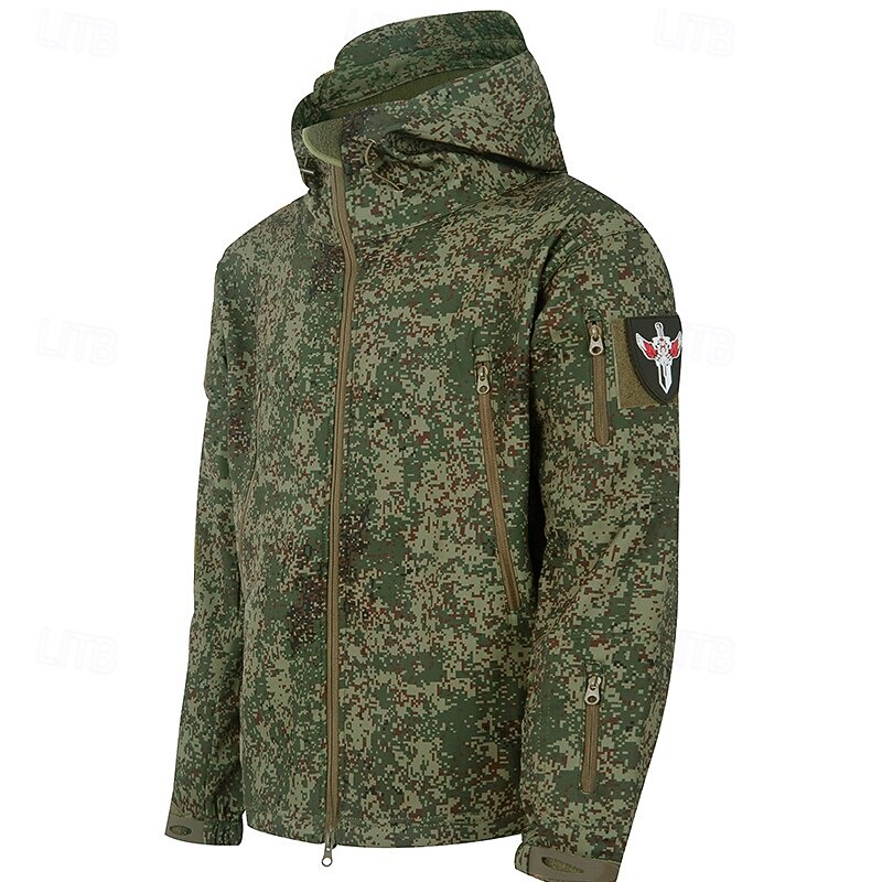Men's Windbreaker Military Tactical Jacket Combat Jacket Outdoor Thermal Windproof Hiking Outfits Hiking Clothes Winter Autumn / Fall Top Hunting Camping / Hiking / Caving Camo Army Green Dark Green2