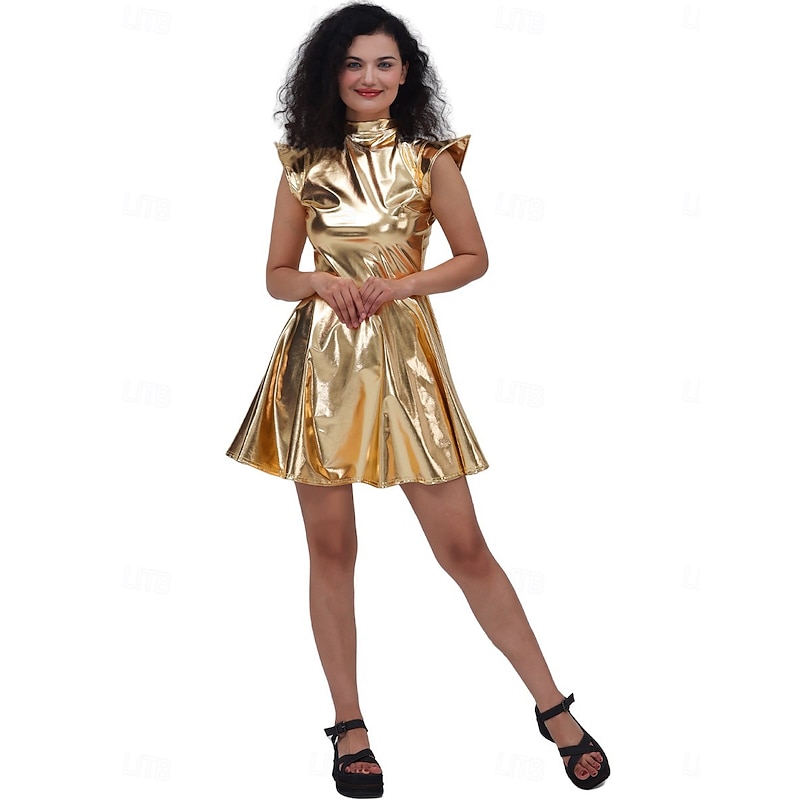 1980s Hip Hop Shiny Metallic Dress Disco Fancy Dress Women's Carnival Costume Halloween Carnival Mardi Gras Performance Party Pride Parade Adults' Dress2