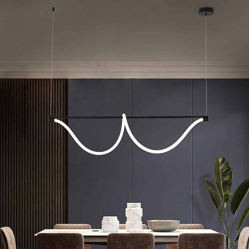Slim Linear Pendant Light Metal Long Tube Hanging Lights with Silicone Hose Shade LED Suspension Lamp Black Flute Drop Lamps 110-240V4