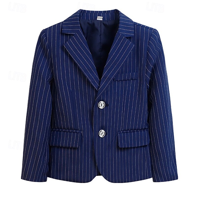 Kids Boys' Valentines Blazer Outerwear Plaid Long Sleeve Pocket Coat Formal Fashion Cool 19176 Black 19176 Navy Blue 21202 Black Spring Fall 4-12 Years4