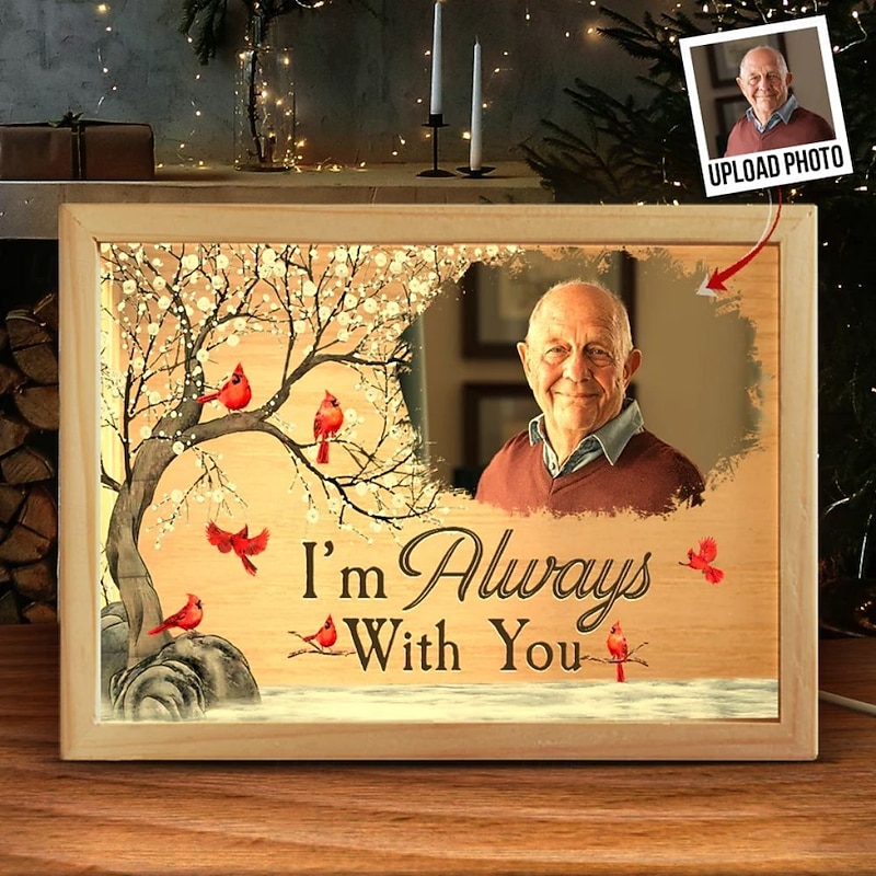 Personalized Photo Lamp I'm Always With You Personalized Photo Frame Lamp Christmas Memorial Gifts Custom for Loss of Mom Dad Grandapa Grandma Family - Main Image