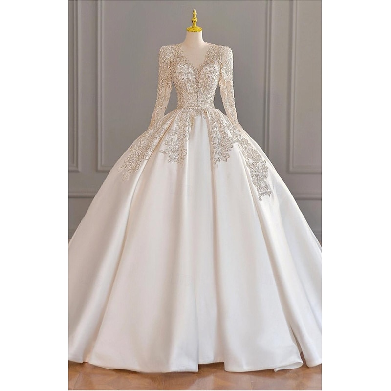 Wedding Dresses Ball Gown Off Shoulder Cap Sleeve Court Train Satin Bridal Gowns With Ruched Solid Color3