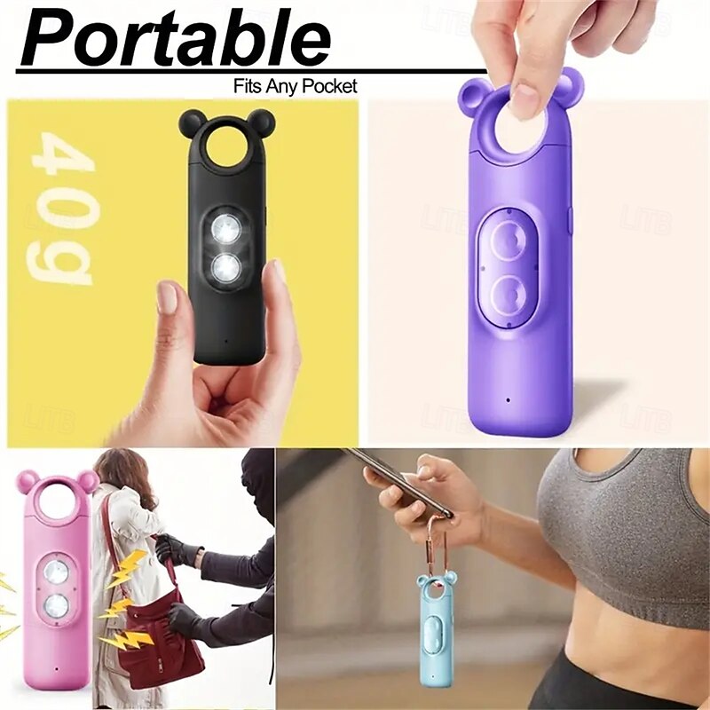 Personal Alarm Safe Sound 130dB USB Rechargeable Self Siren Security Alarms Safety Devices For Women Elderly With Alert Panic Button LED4