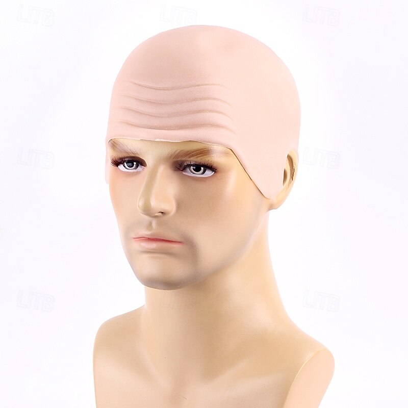 Halloween Fake Scalp Simulation Scalp Wig Role Play Monk Bald Cosplay Masquerade Props3
