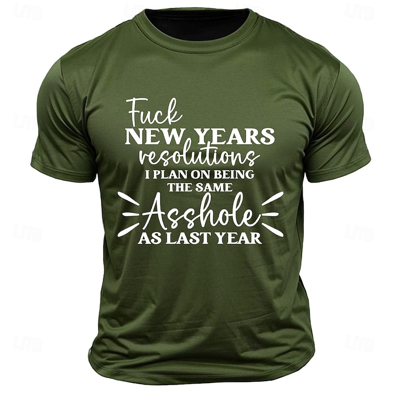 Men's Rude Offensive New Year Funny Slang T shirt Short Sleeve T shirt 3D Print Crew Neck Shirt Fashion Athleisure Street Sports Outdoor Daily Black Blue Green Summer Spring Clothing Apparel S M L XL