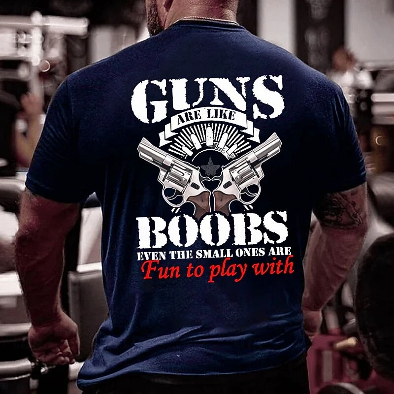 Men's Military Gun Letter Print T Shirt Tee Top 100% Cotton Short Sleeve Graphic Shirt Black White Army Green Comfortable Tee Vacation Street Fashion Designer Clothing3