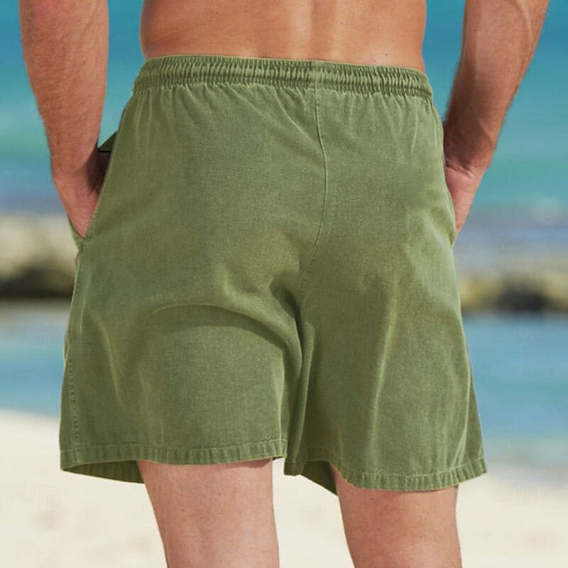 Men's Animal Turtle Shorts Linen Shorts Casual Shorts Mid Waist Vintage Retro Vacation Dailywear Holiday Drawstring Pocket Elastic Waist Summer Spring Blue Green4