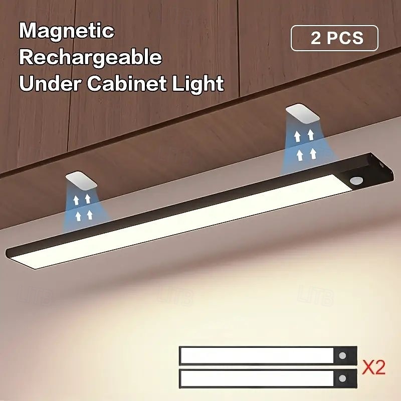 Under Cabinet Lighting, Ultra-thin Motion Sensor Cabinet Light, LED Night Light, 3-color Dimmable, USB Charging, Wardrobe Kitchen Home Lighting 20/30/40/50cm2