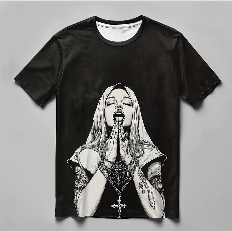 Men's Gothic Horror Dark T Shirt Short Sleeve T shirt 3D Print Crew Neck Shirt Fashion Athleisure Street Sports Outdoor Daily Black Dark Gray Summer Spring Clothing Apparel S M L XL XXL XXXL