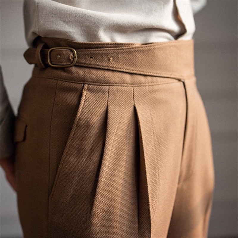 Men's Graduation Dress Pants Trousers Chinos Pocket Solid Color Comfort Formal Party Work Fashion Classic Style Black Khaki Micro-elastic