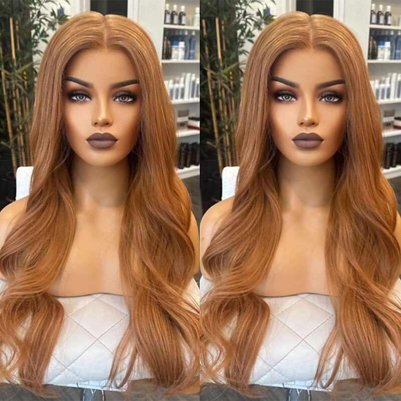 Unprocessed Virgin Hair 5x5 Closure 13x4 Lace Front Wig Middle Part Brazilian Hair Wavy Brown Wig 130% 150% Density with Baby Hair Glueless Pre-Plucked For Women Long Human Hair Lace Wig4