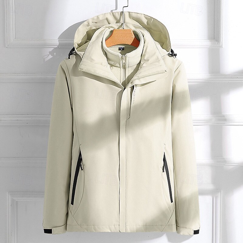 Women's Softshell Jacket Hiking Jacket Winter Outdoor Thermal Warm Fleece Lining Windproof Water Resistant 3-in-1 Jacket Fleece Jackets Windbreaker Jacket Traveling Black Ivory Pink Red Purple